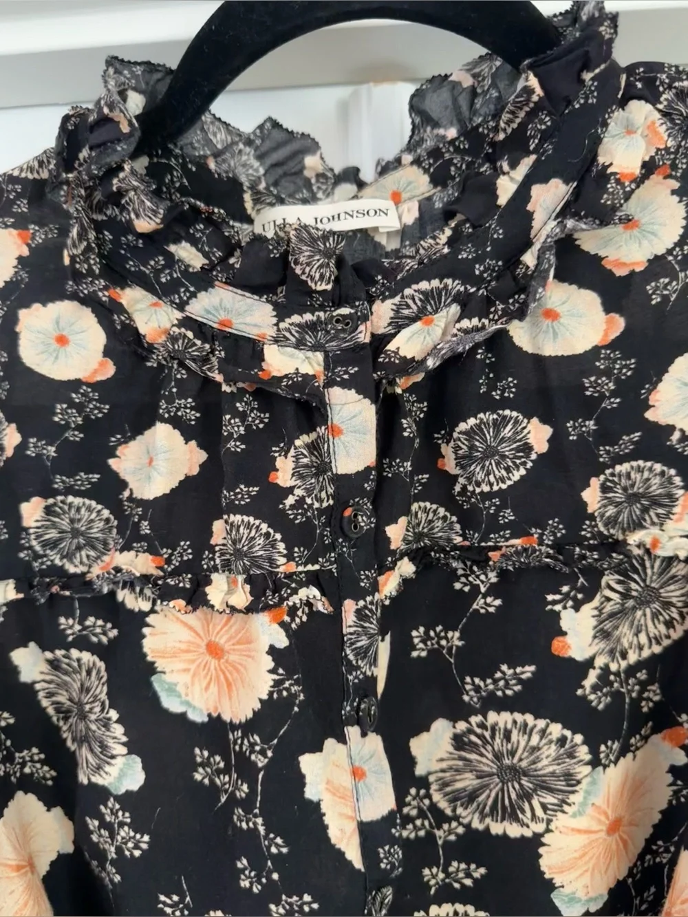 ULLA JOHNSON Dionne Belted Long-Sleeve Blouse size 4